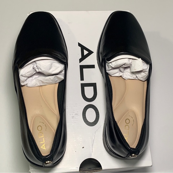NEW ALDO Women's Slip on Black Genuine Leather Loafers Size 6 Flats Shoes - Picture 8 of 14